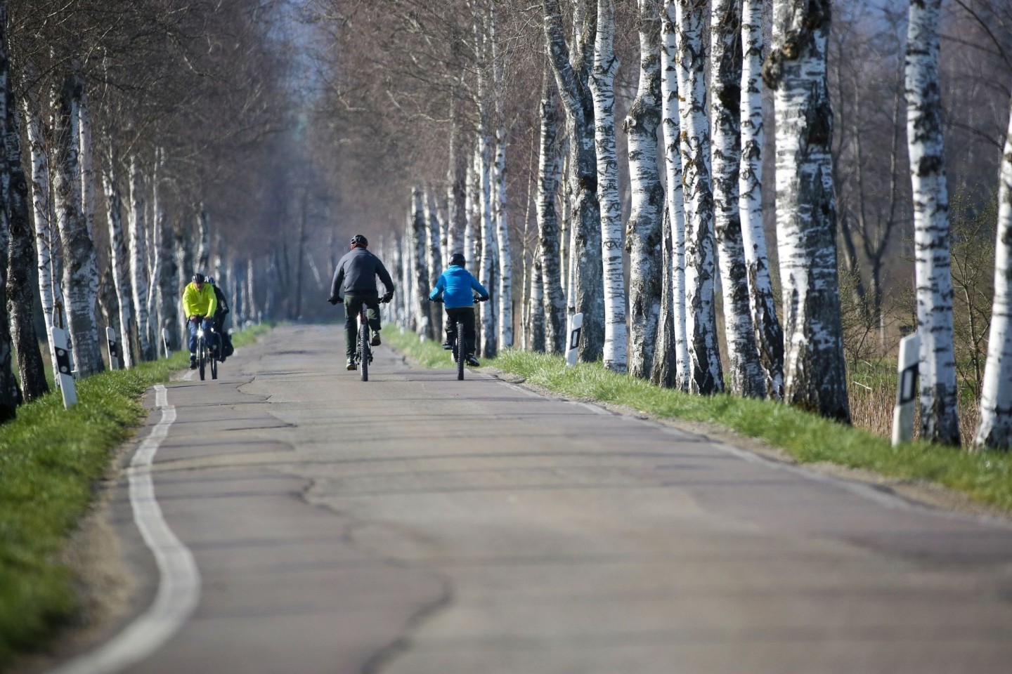 Radfahrer sind im baden-württembergischen Pfrungen unterwegs.