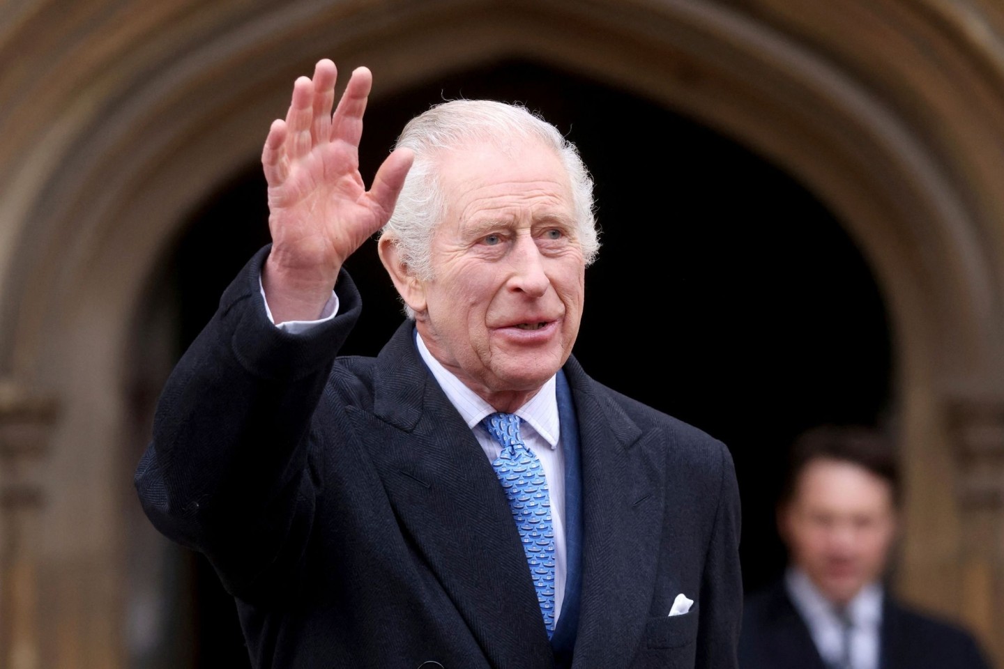 Nach Wochen des Rückzugs: Der britische König Charles III. nahm am Ostergottesdienst in der St.-George's-Kapelle auf Schloss Windsor teil.